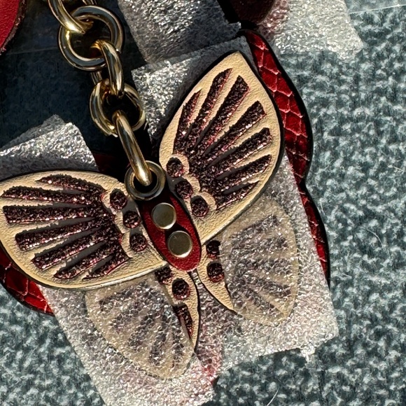 NWT Coach Butterfly Keychain - Red and Gold - Picture 3 of 7